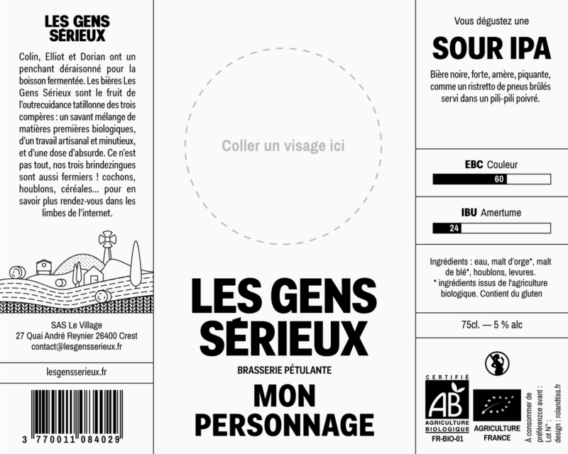Principe de l'étiquette de la marque de bière Les Gens Sérieux