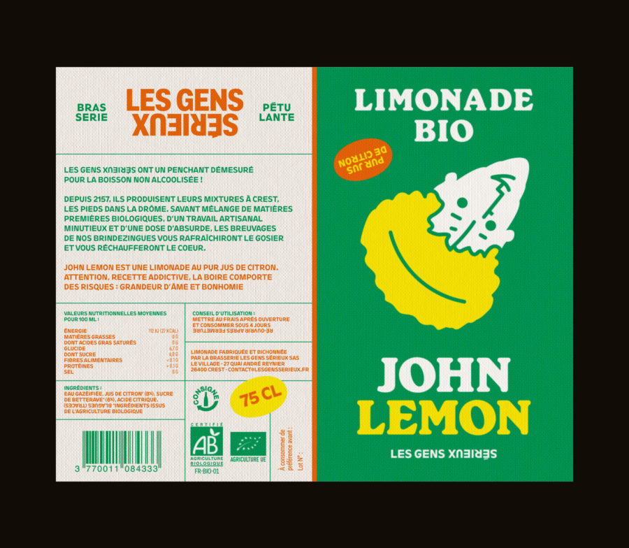 Étiquette de la limonade des Gens Sérieux